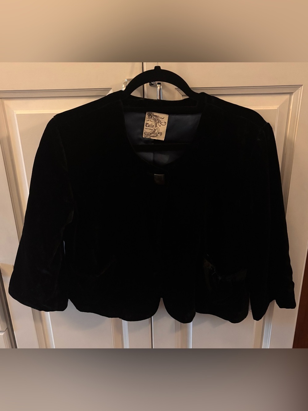 Tulle- Black Velvet Cropped Jacket